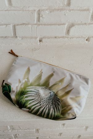 Cosmetic Travel Bag - White King Protea